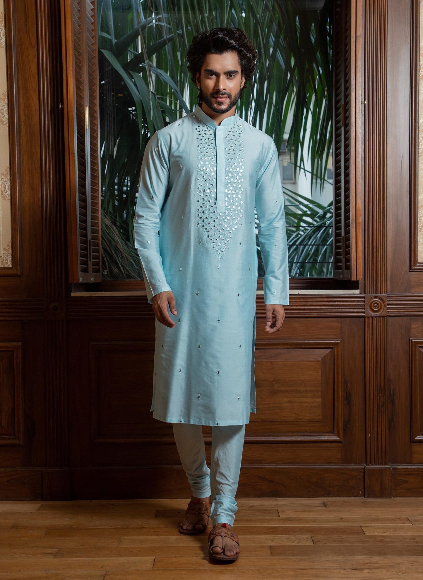 Sky Blue Embroidered Kurta Set