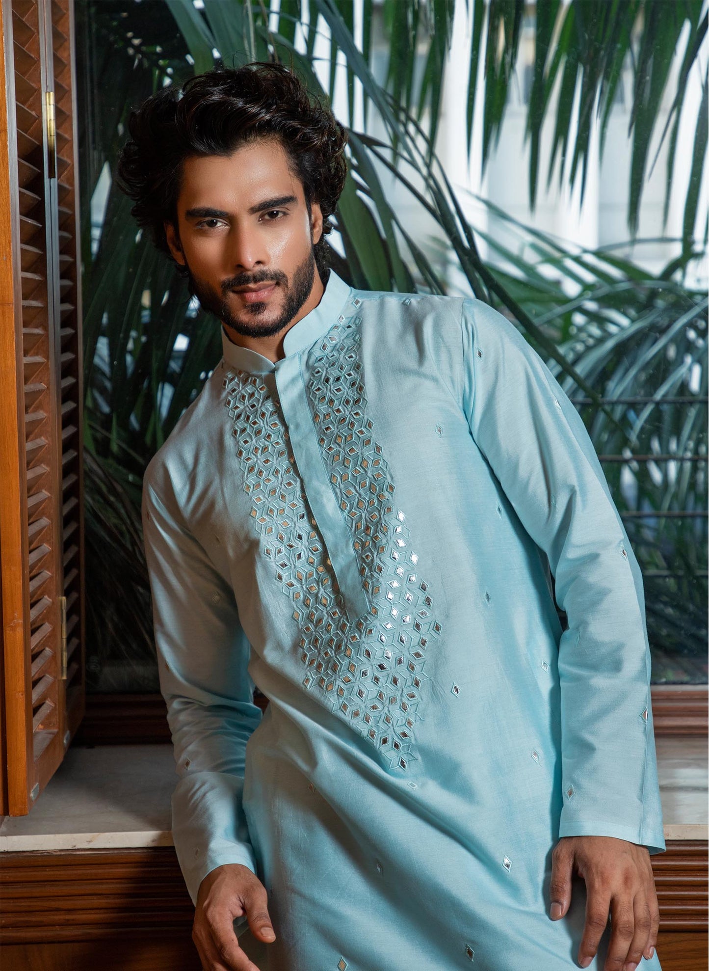 Sky Blue Embroidered Kurta Set