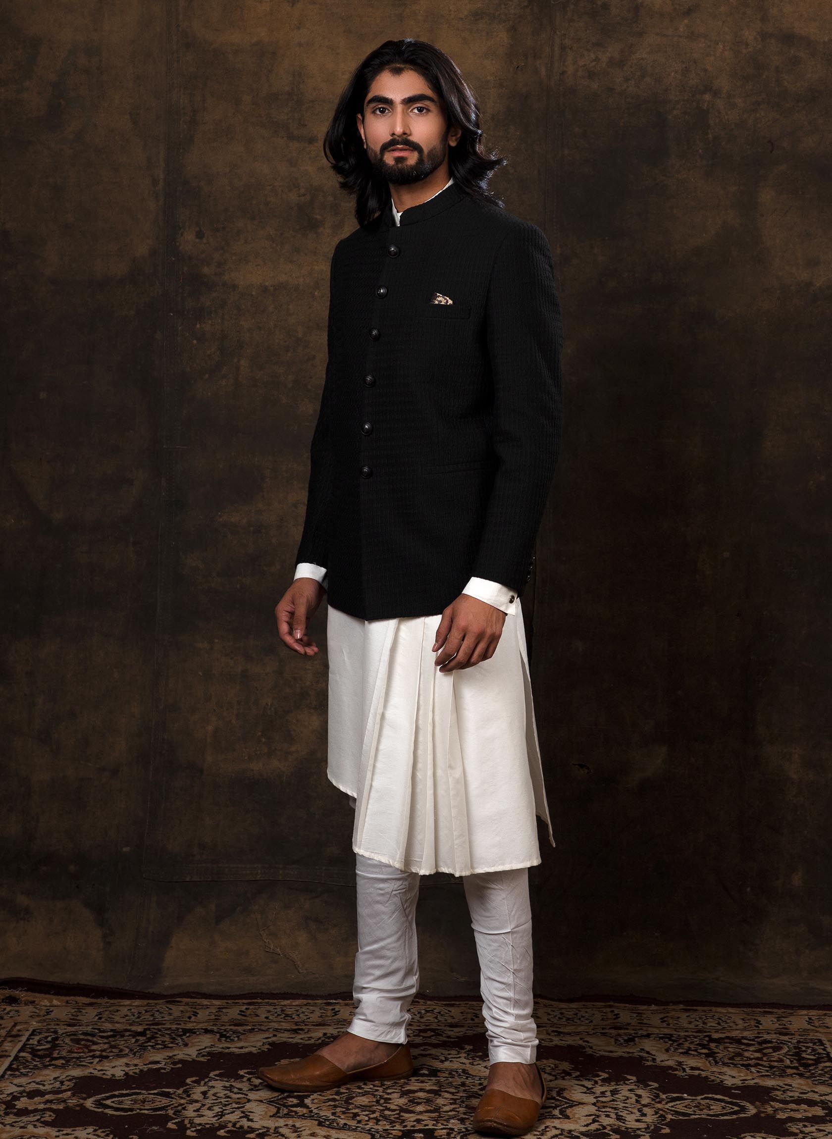 Black shop bandhgala sherwani