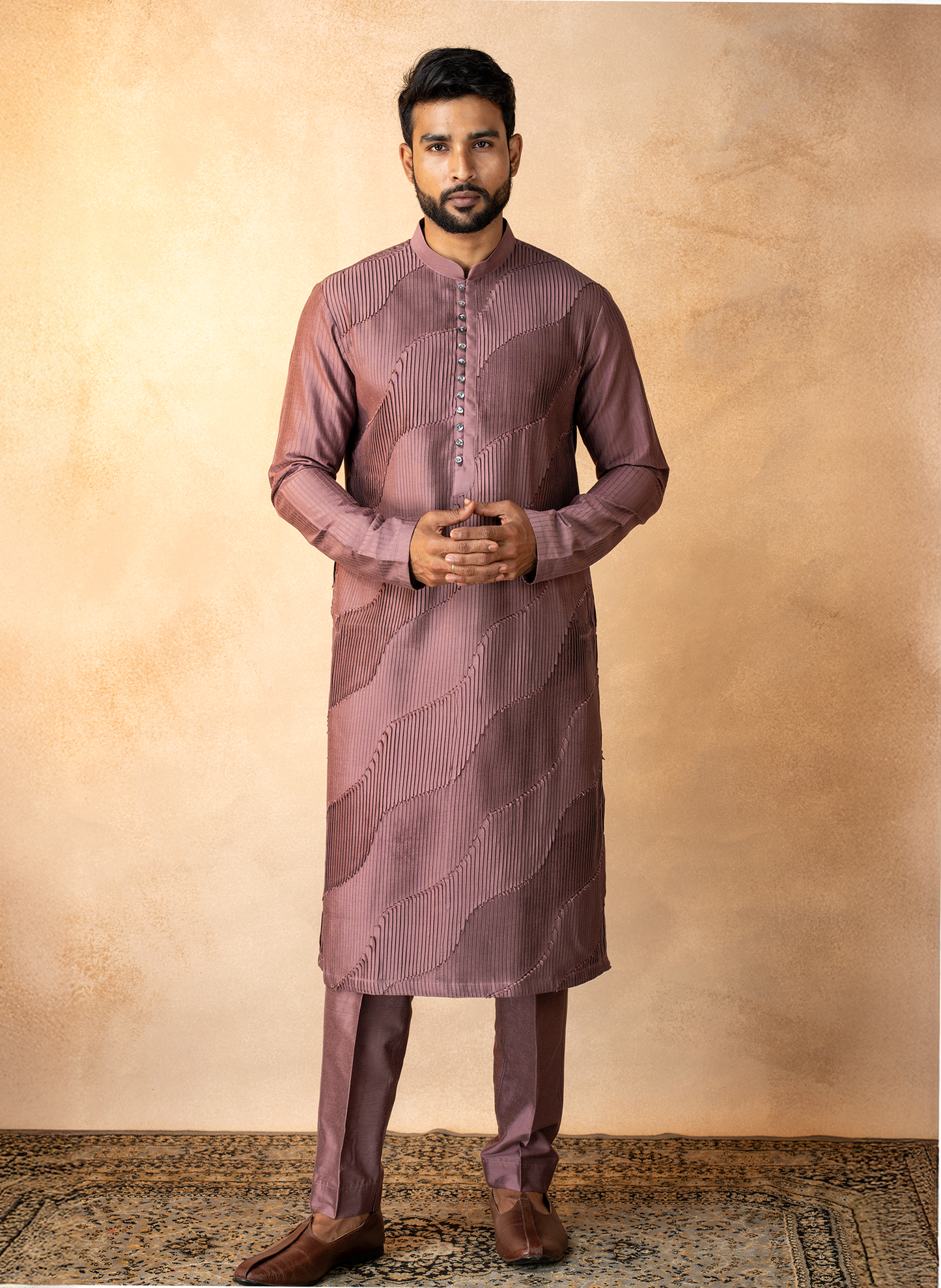 Purple Waves Pintuck Kurta Set
