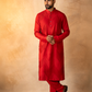 Red Chevron Pintuck Kurta Set