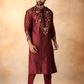 Maroon with Gold Tulips Kurta Set
