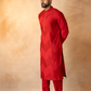 Red Chevron Pintuck Kurta Set