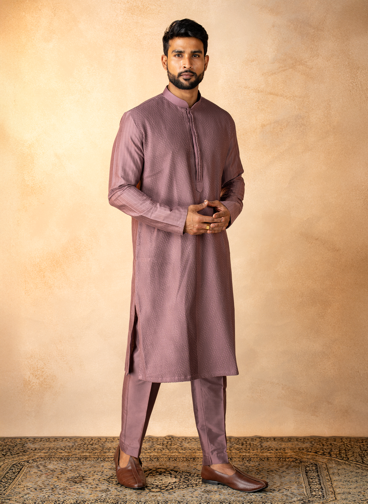 Purple Dual Pintuck Kurta Set