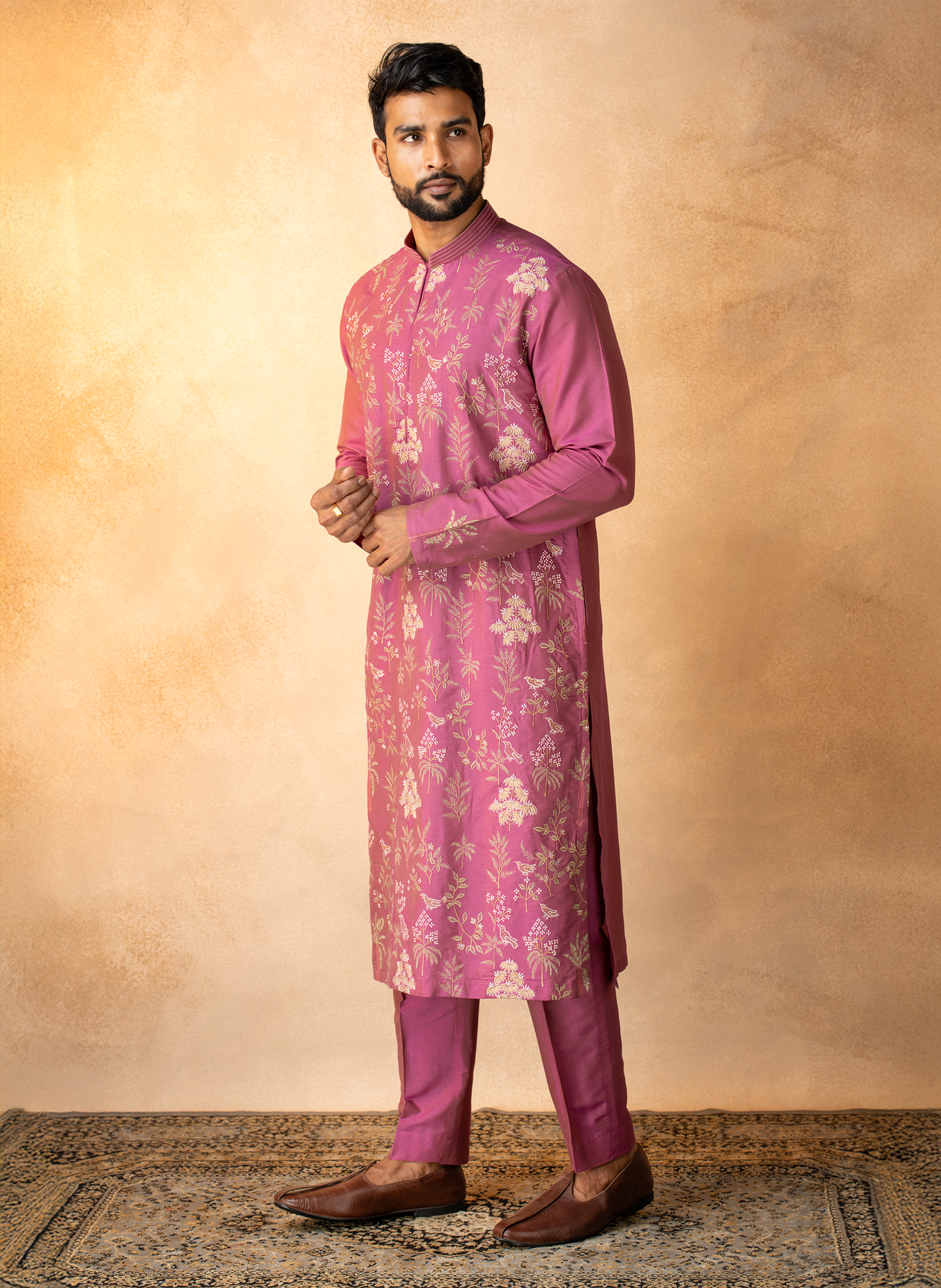 Grape Birds Embroidered Kurta set