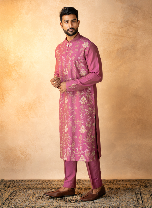 Grape Birds Embroidered Kurta set