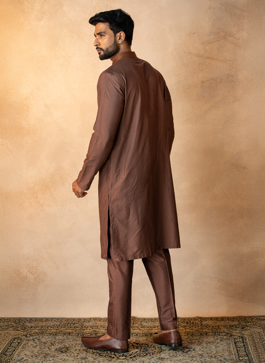 Chocolate Brown Pintuck Kurta Set