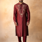 Maroon with Gold Tulips Kurta Set