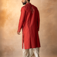 Red Embroidered Kurta Dhoti