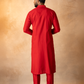 Red Chevron Pintuck Kurta Set
