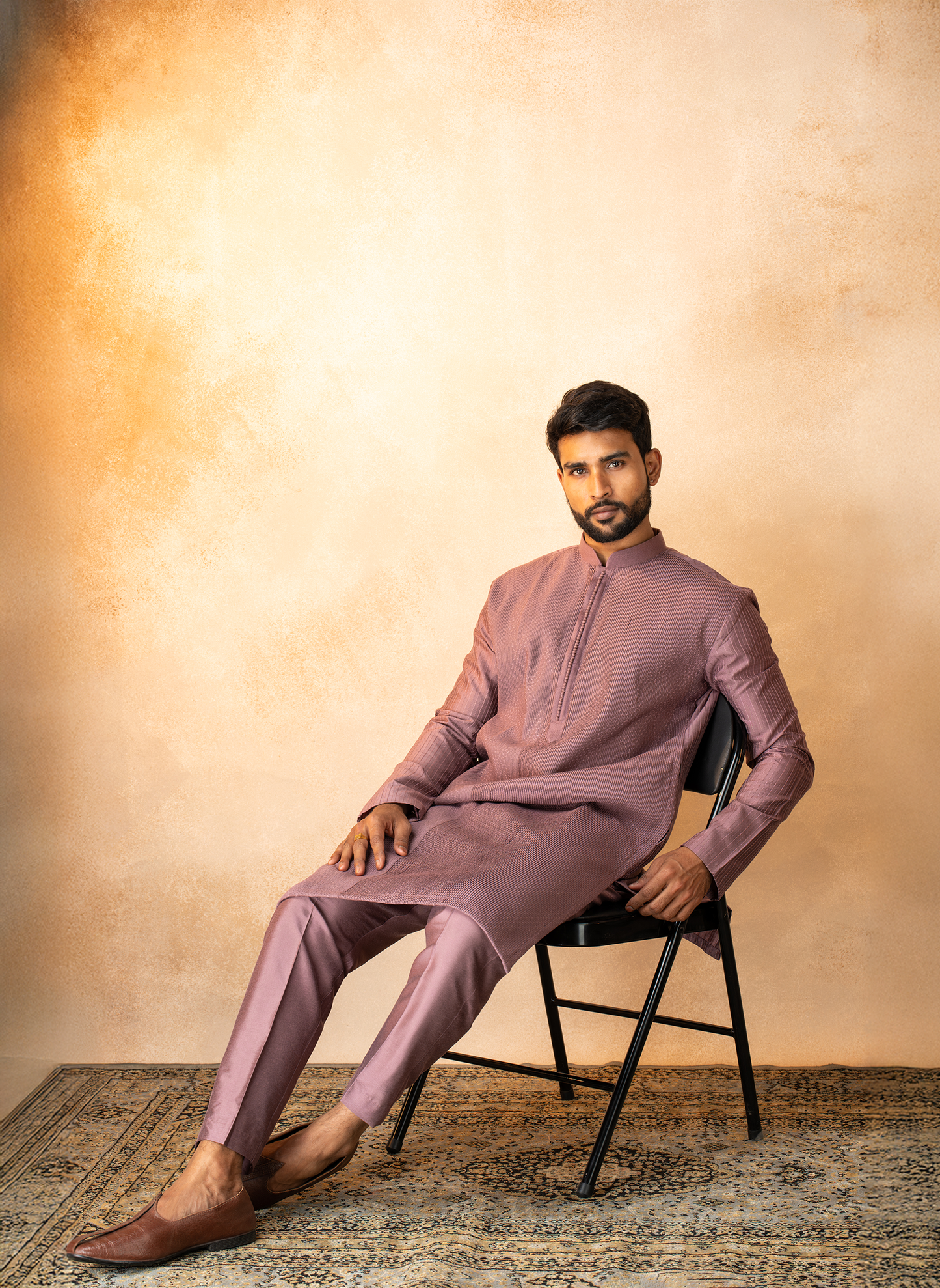 Purple Dual Pintuck Kurta Set