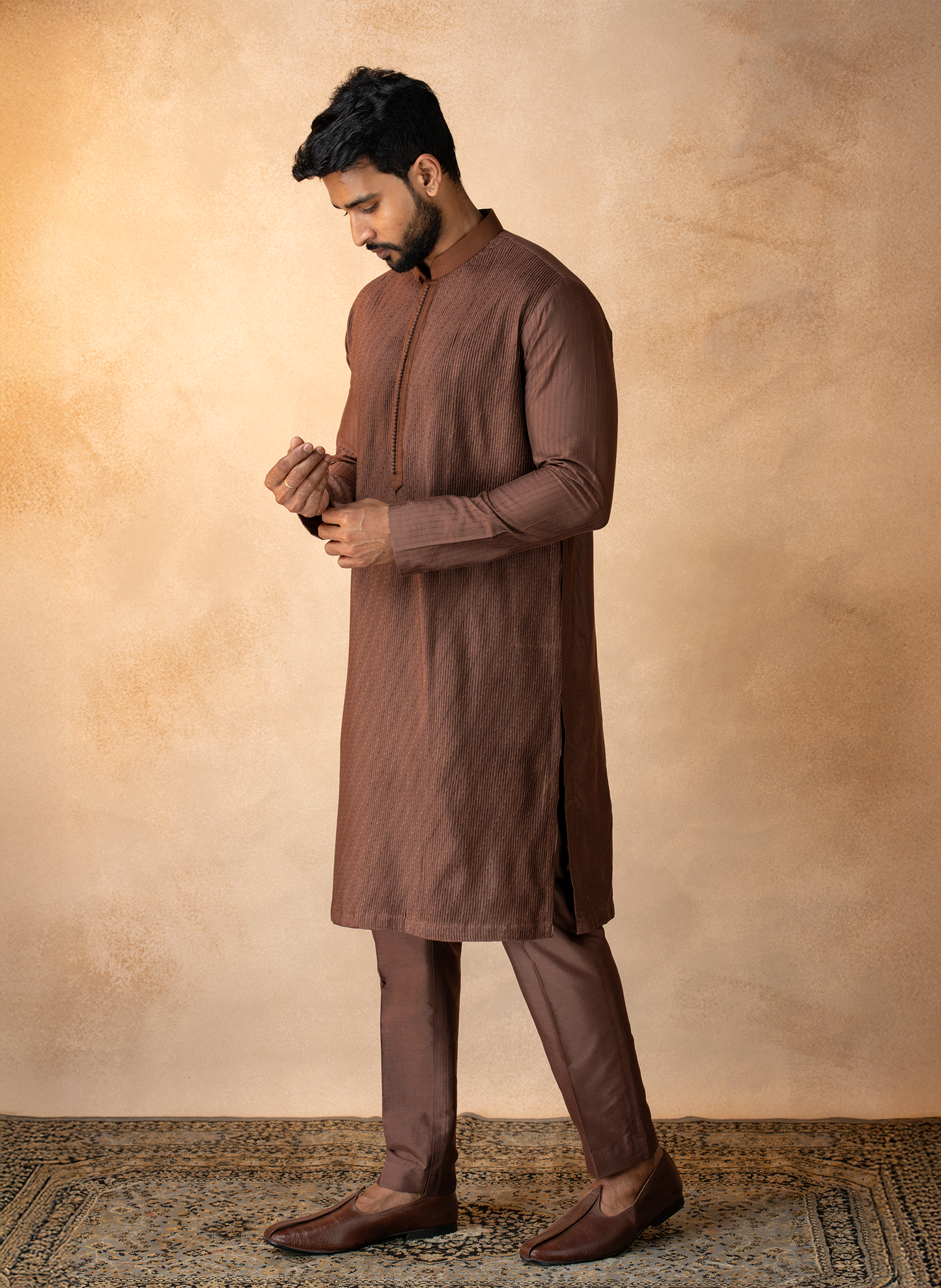 Chocolate Brown Pintuck Kurta Set