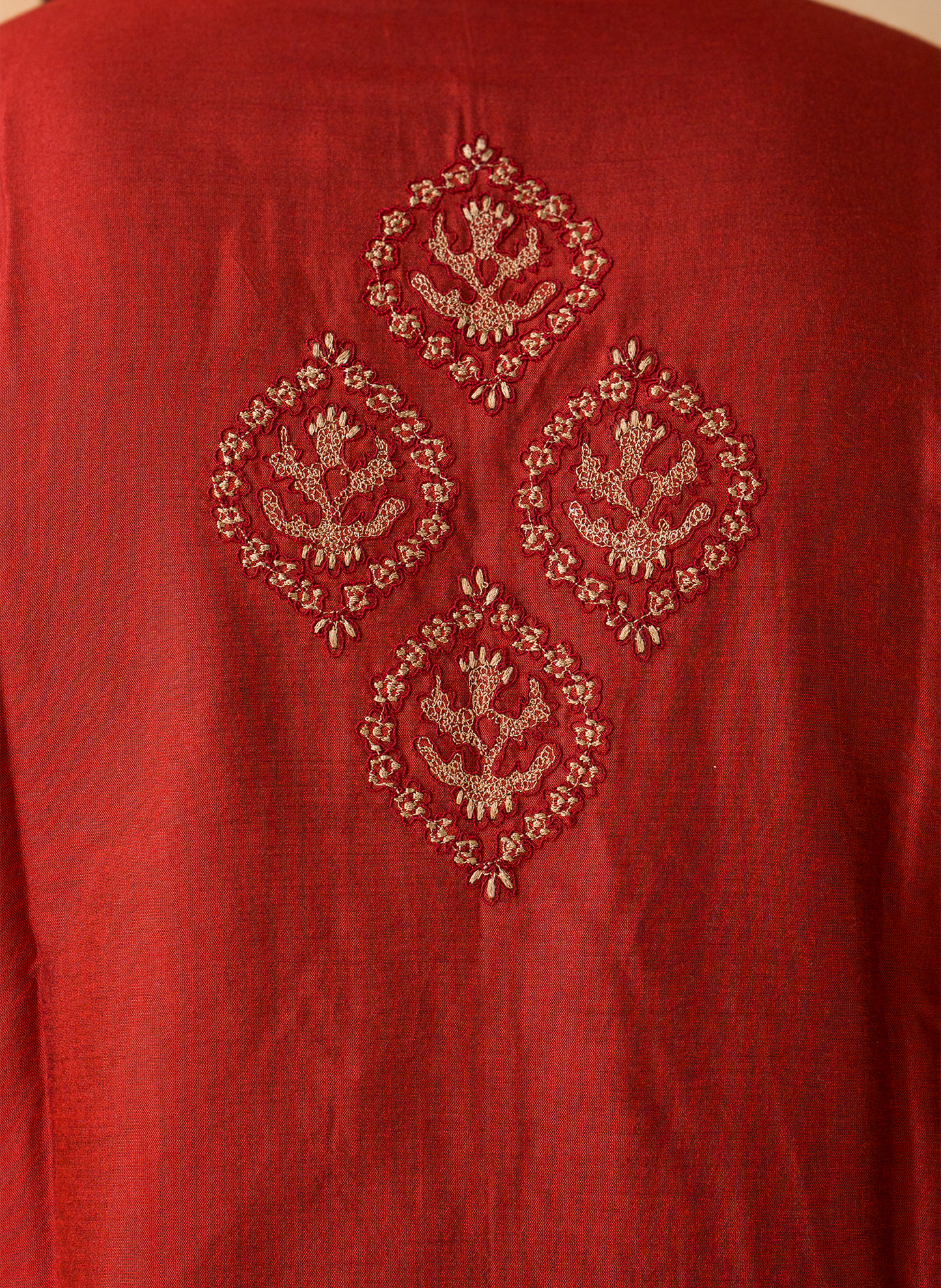 Red Embroidered Kurta Dhoti