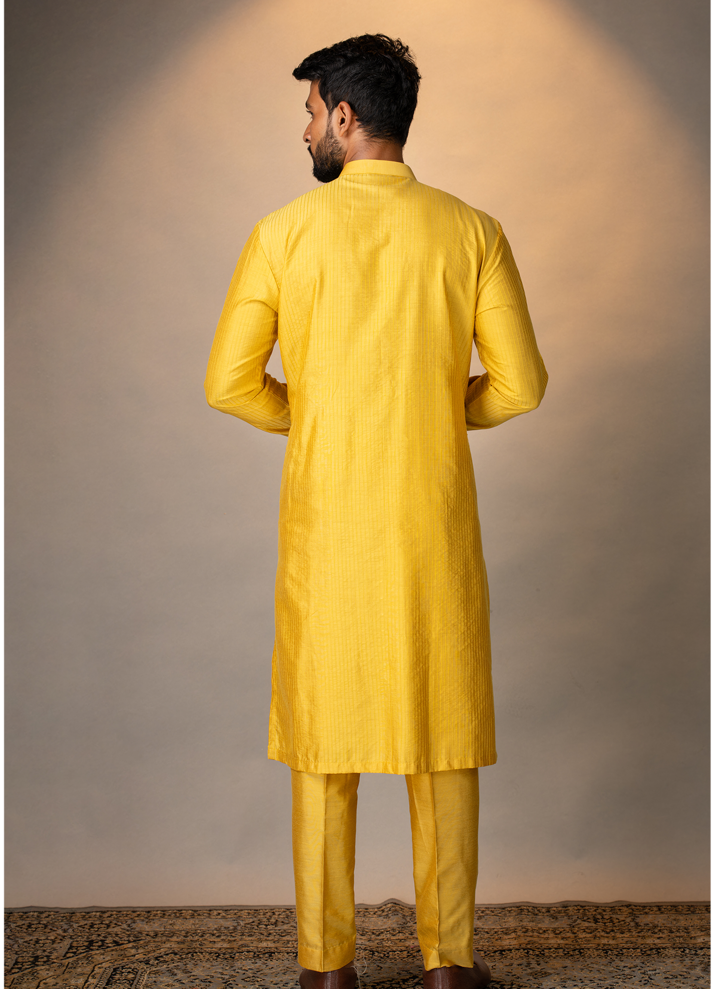 Mustard Twist Pintuck Kurta Set