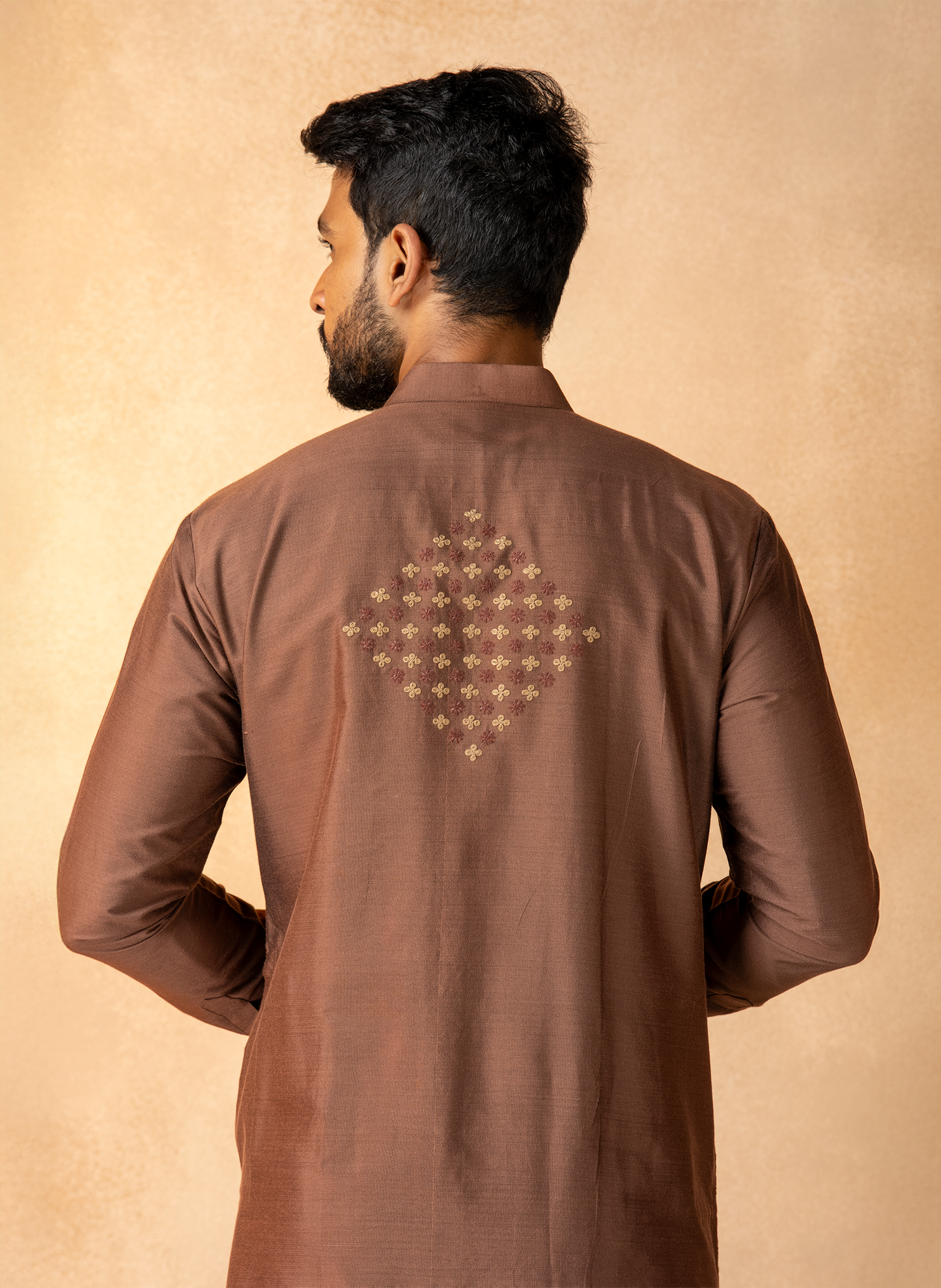 Brown Embroidered Kurta Set