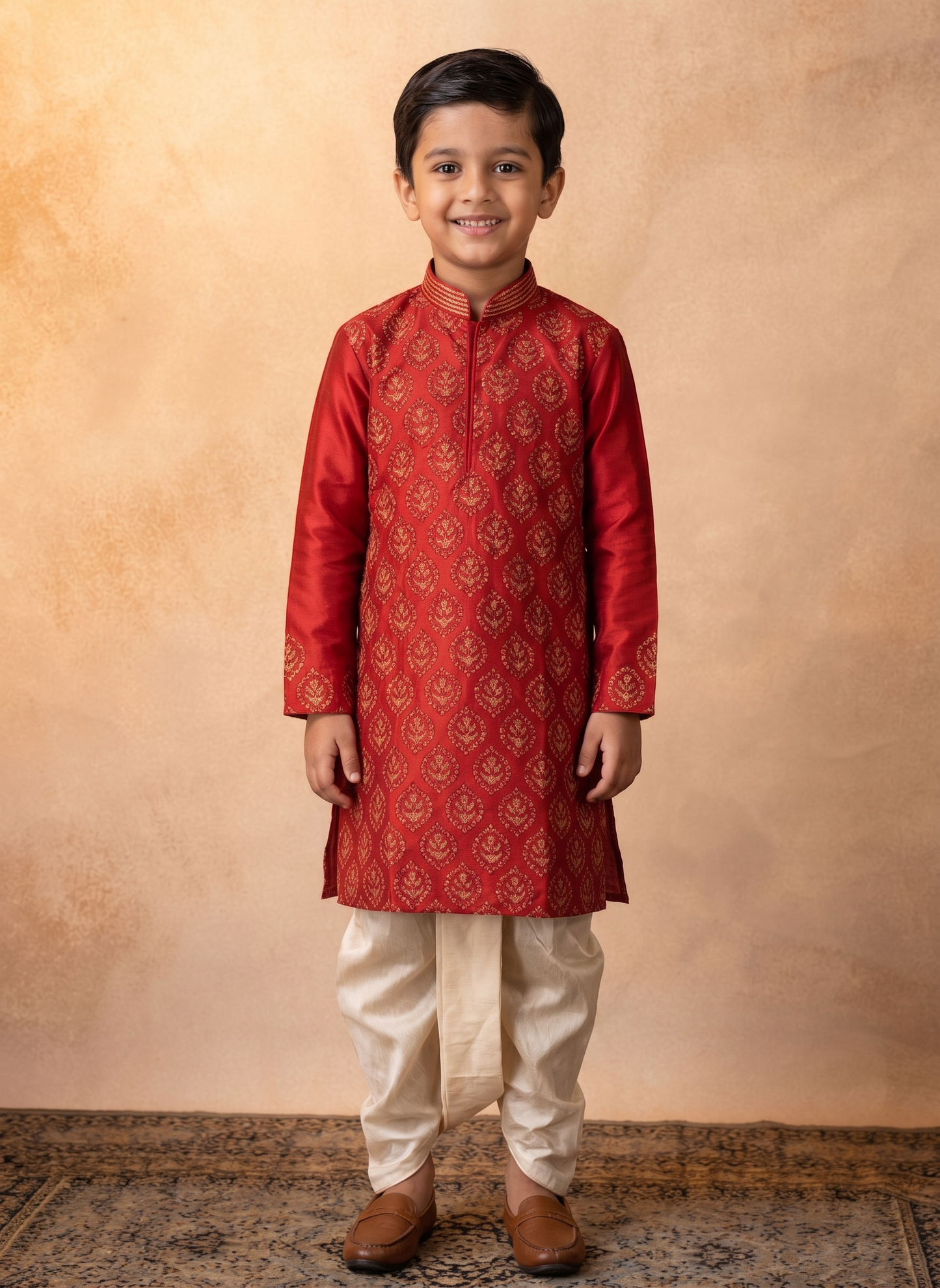 Red Kurta with Dhoti