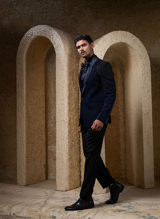 Blue Embellished Tuxedo