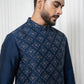 Blue Embellished Jacket with Short Kurta Set