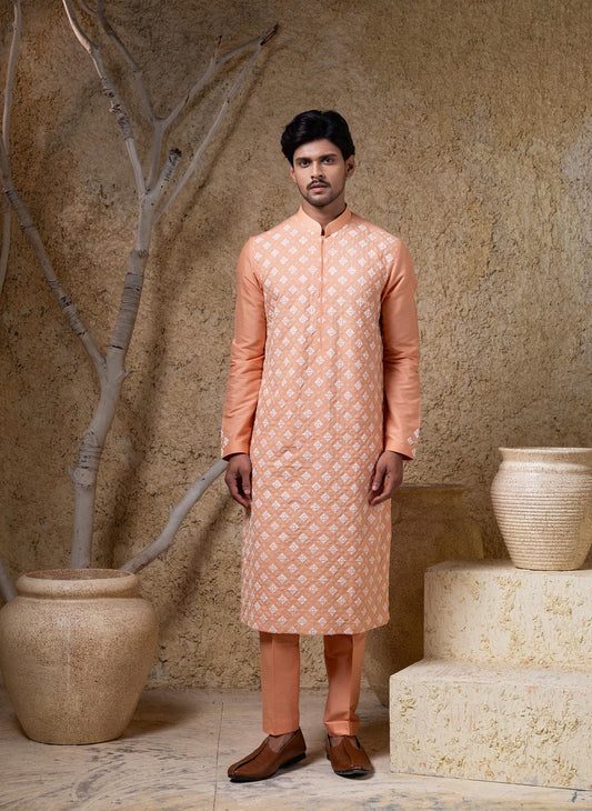 Coral Embroidered Kurta Set