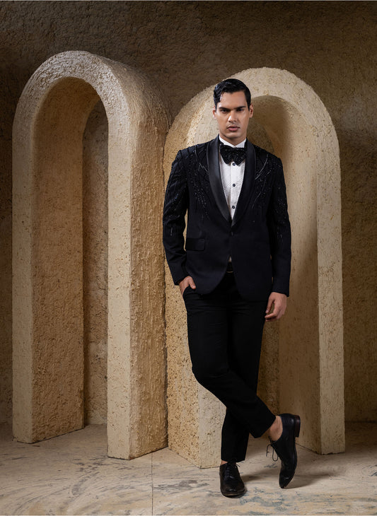 Black Wines Embellished Tuxedo