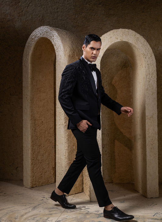 Black Wines Embellished Tuxedo