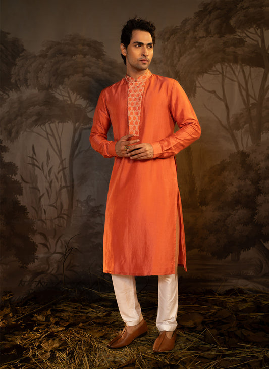 coral-french-knot-kurta-set