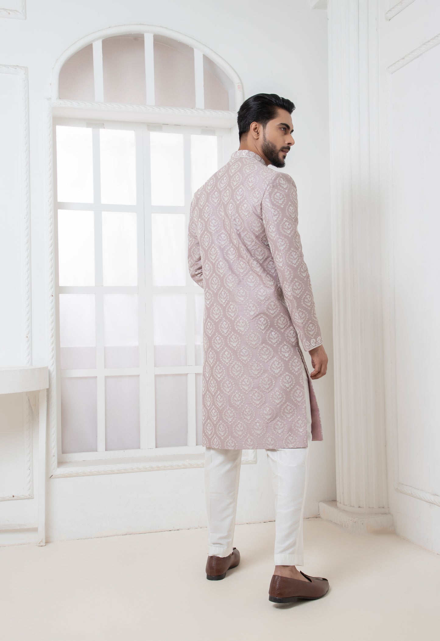 Mauve Embroidered Sherwani