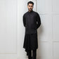 Black Embellished Jacket with Draped Kurta Set