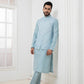 Blue Geometric Jacket with Kurta set