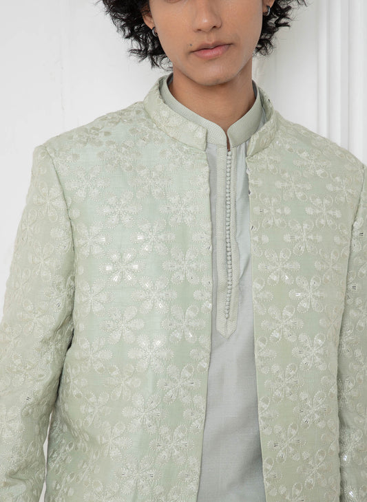 Aqua coat with Kurta Set