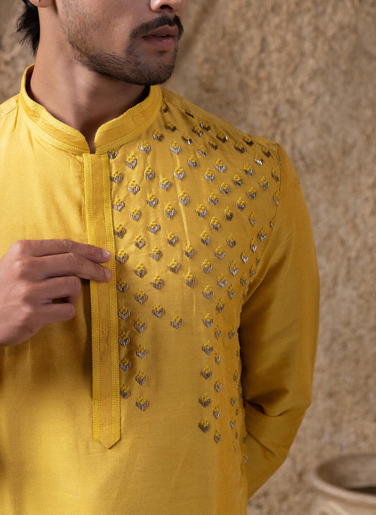 Mustard Embellished Kurta Set