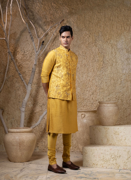 Mustard Hand Embroidered Set