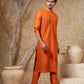 Orange Pintuck Kurta Set