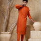 Orange Pintuck Kurta Set