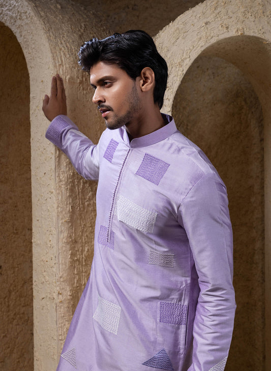 Mauve Purple Geometric Kurta Set