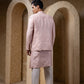 Pink Open Coat With Kurta Set
