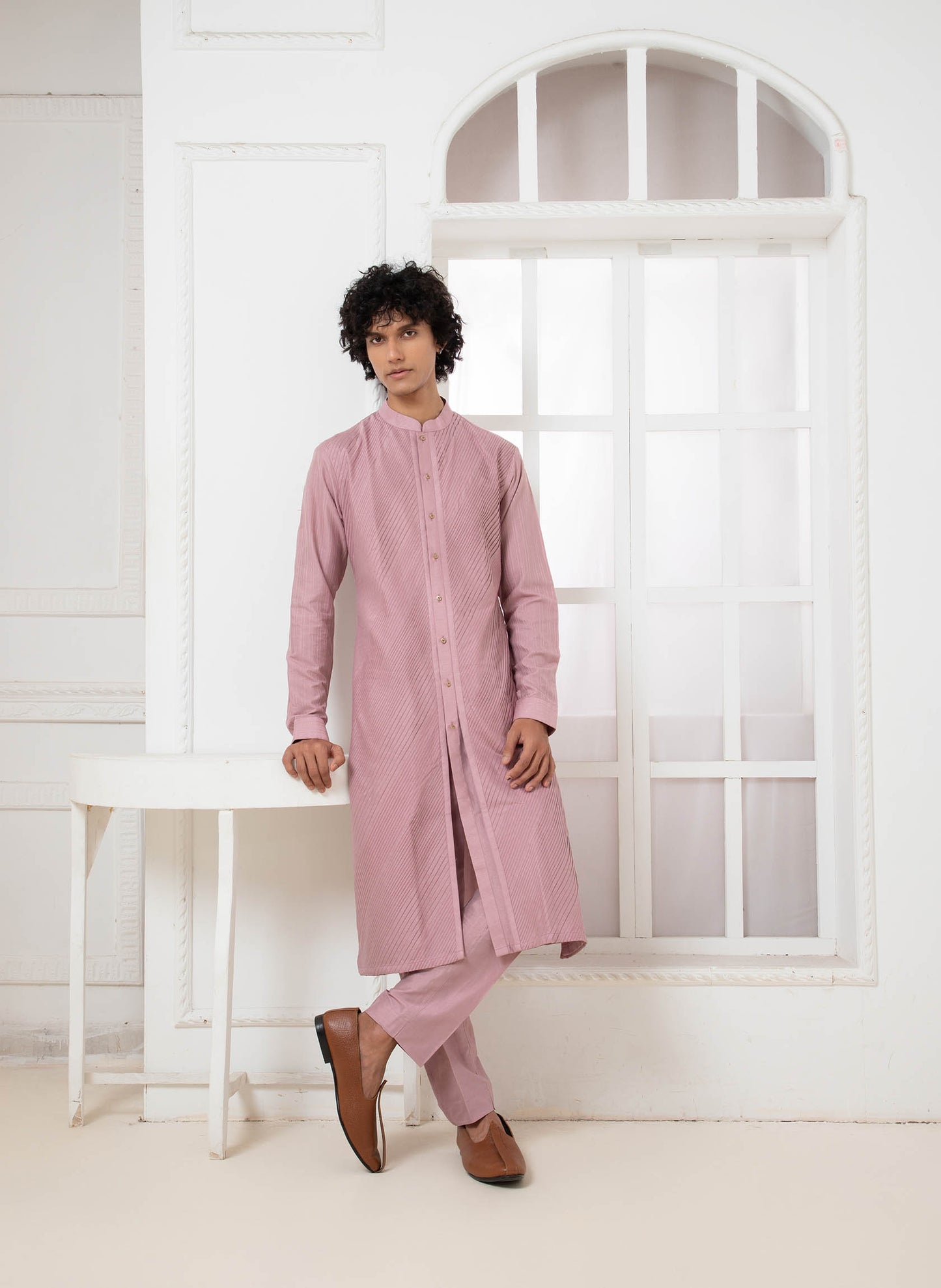 Purple Pintuck Kurta Set