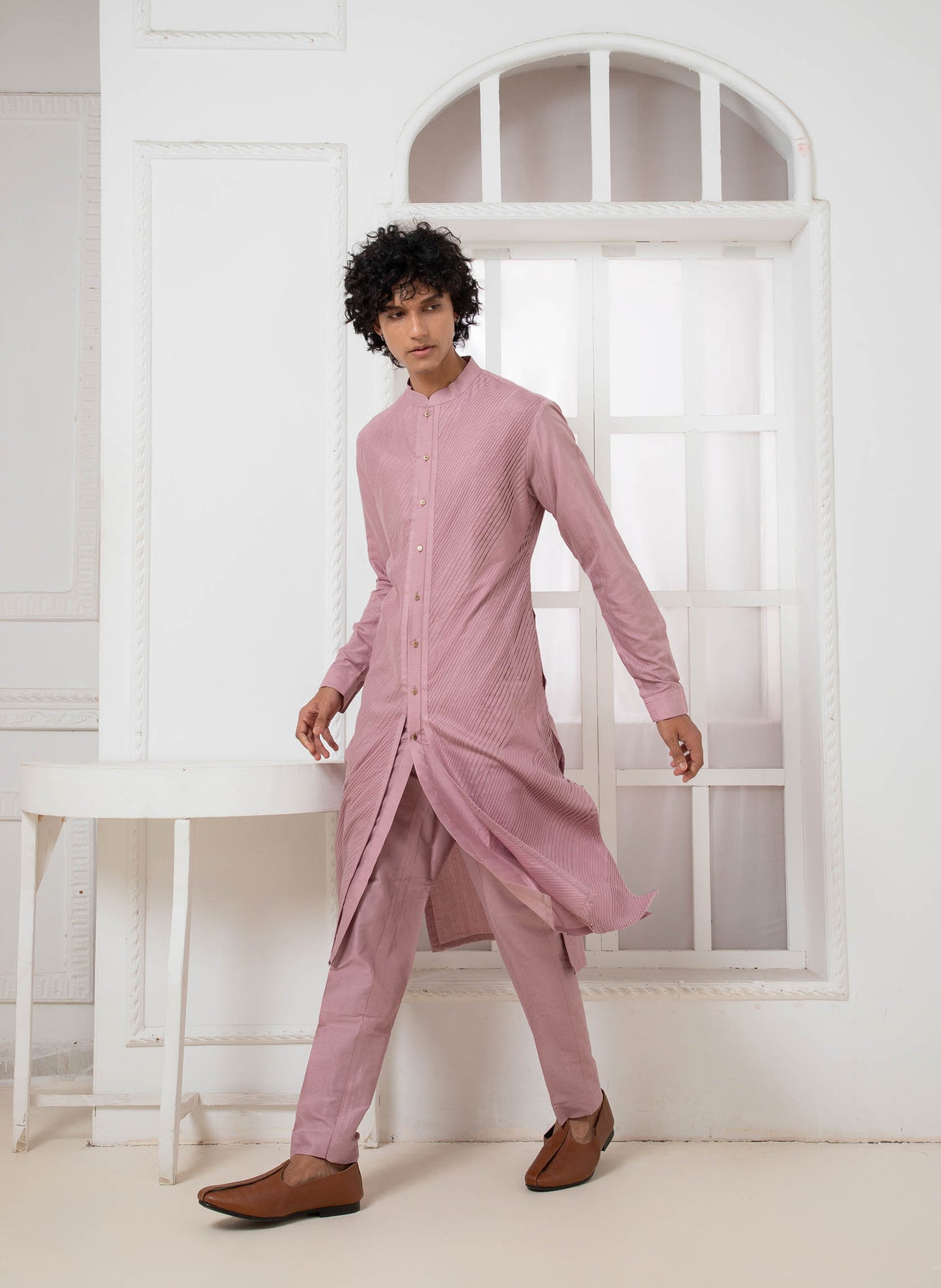 Purple Pintuck Kurta Set