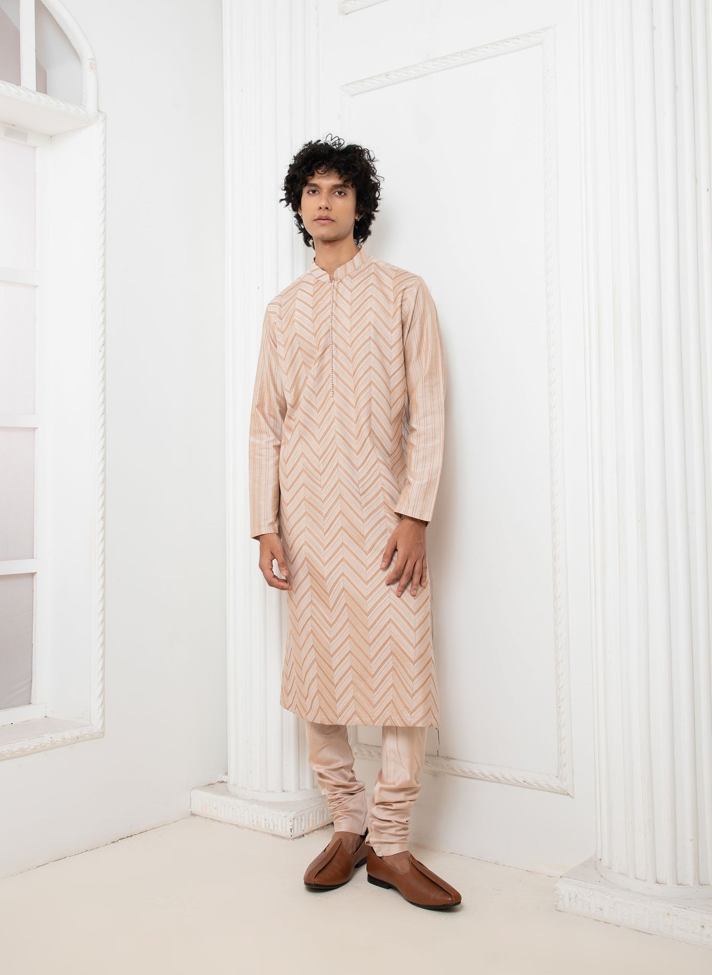 Rose Chevron Pintuck Kurta set