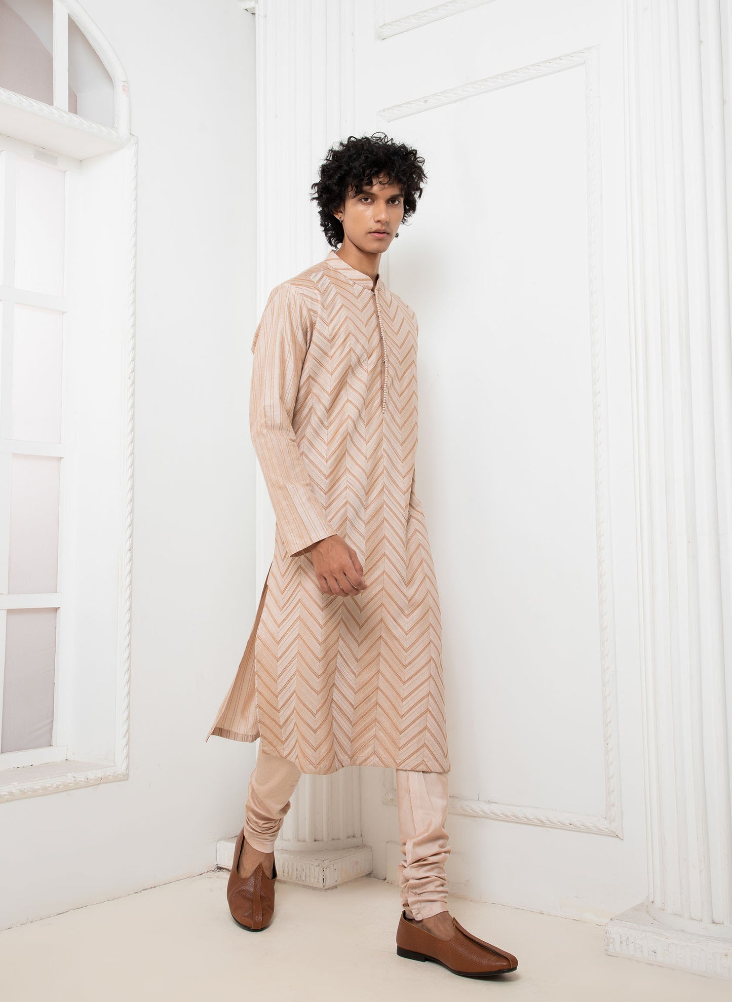 Rose Chevron Pintuck Kurta set