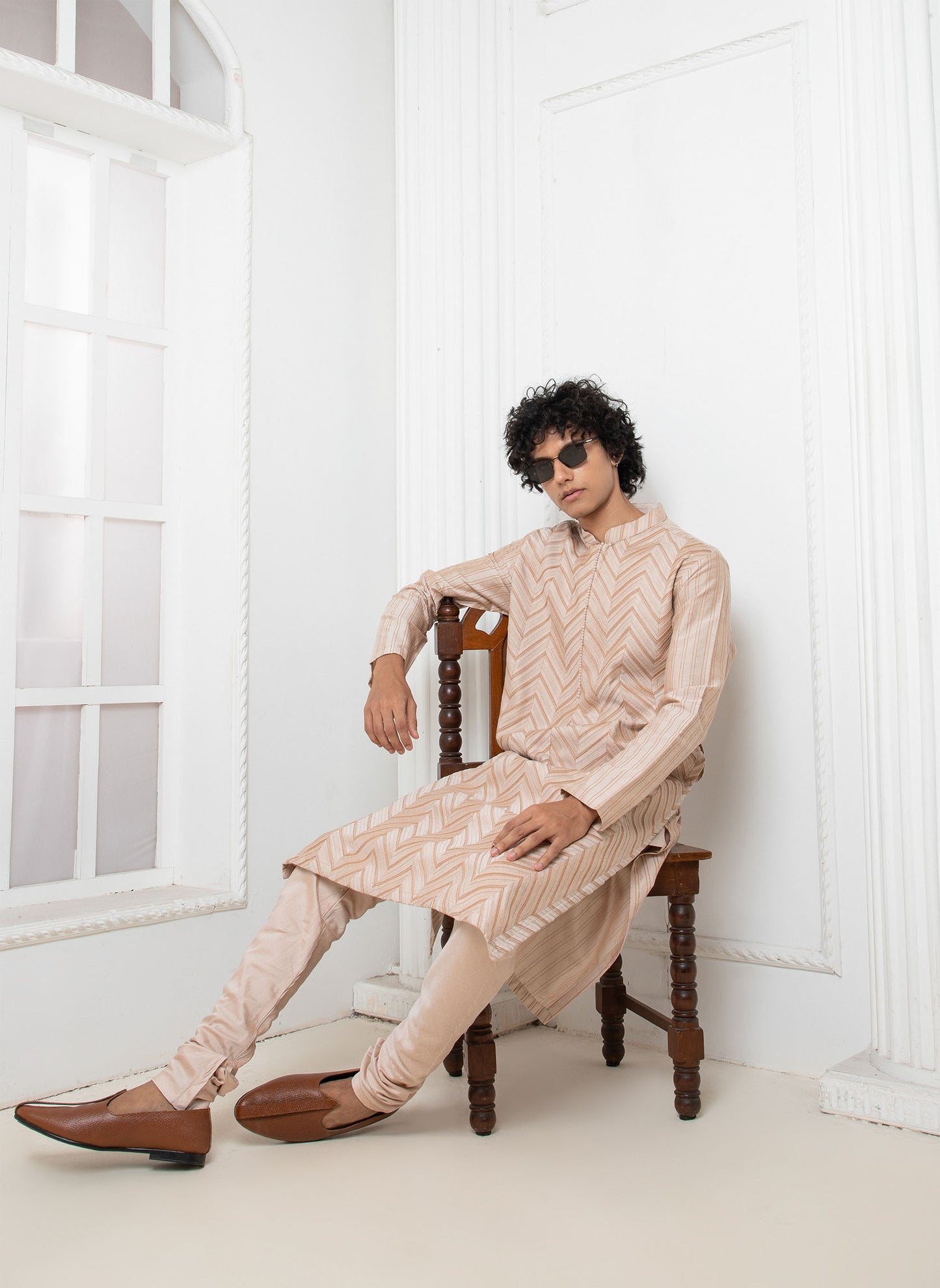 Rose Chevron Pintuck Kurta set