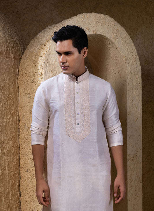 Ivory Hand Embroidered Kurta Set