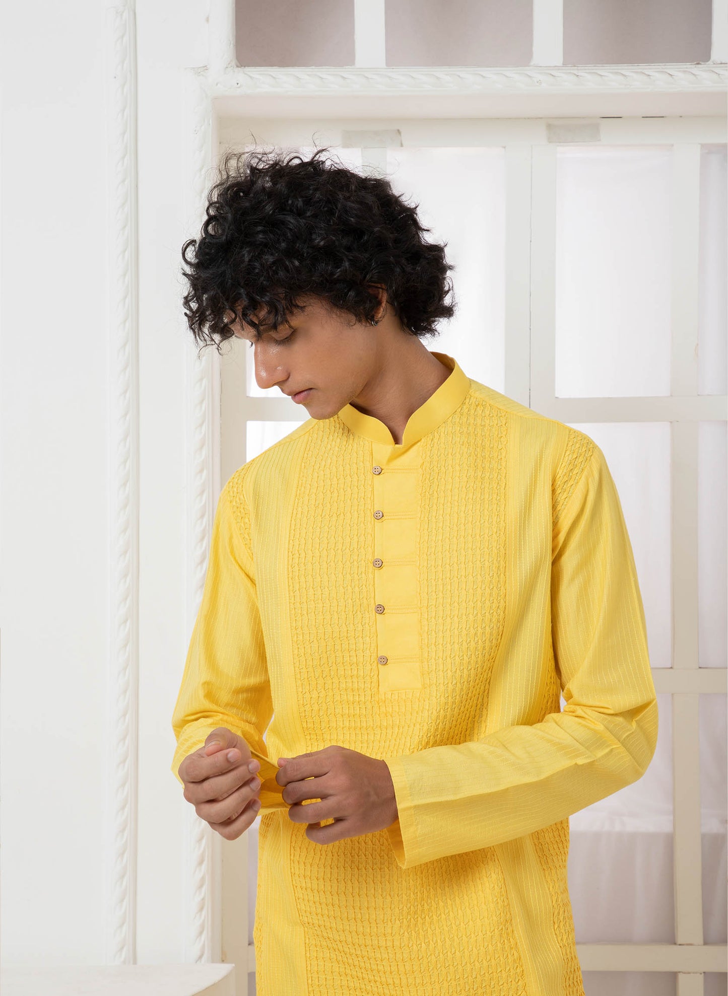 Yellow Crush Pintuck Kurta Set