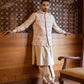 Fawn Hand Embroidered Jacket with Kurta and Dhoti