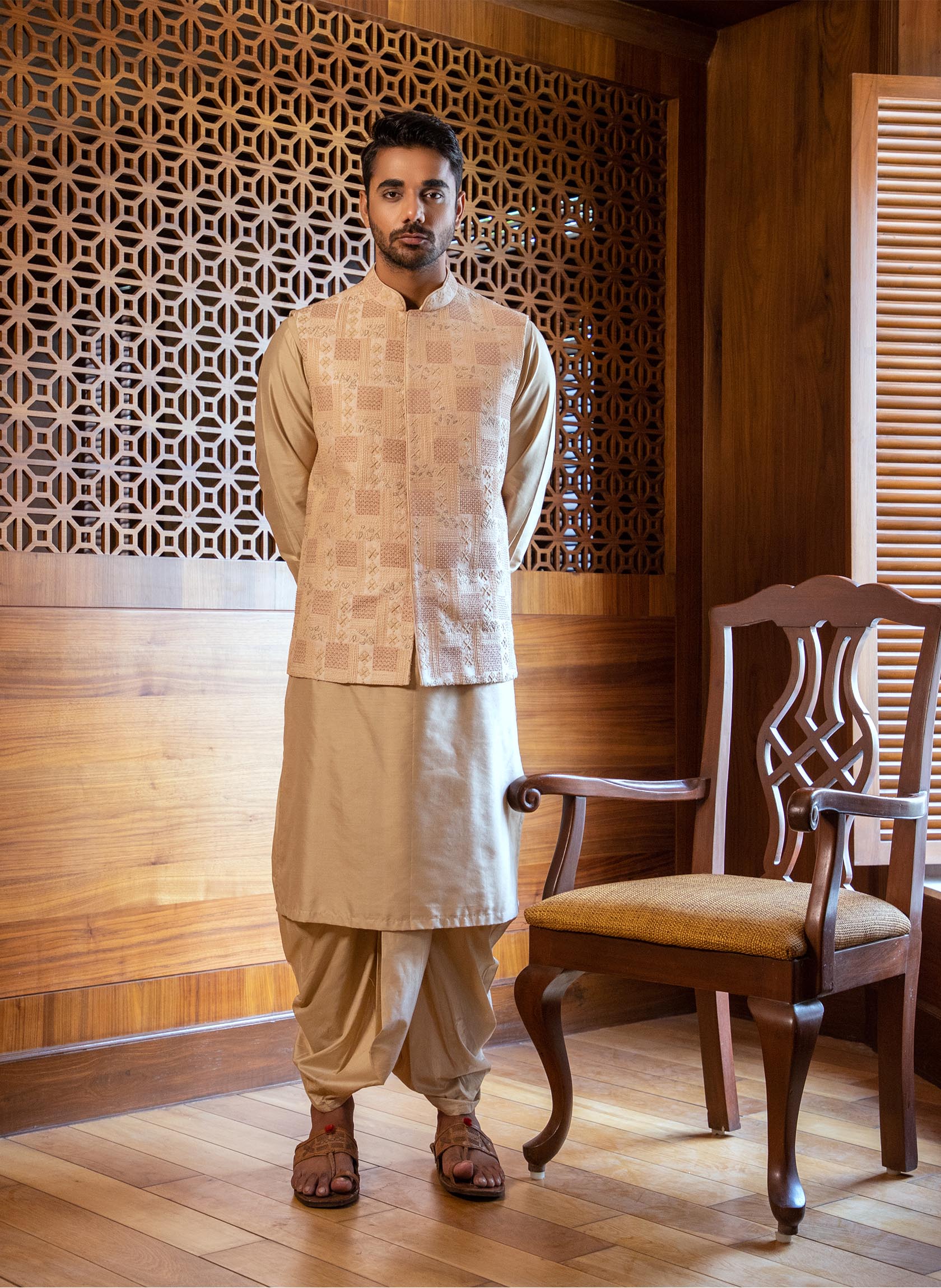 fawn-hand-embroidered-jacket-with-kurta-and-dhoti