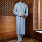 Frost Blue Shell Tucks Kurta Set