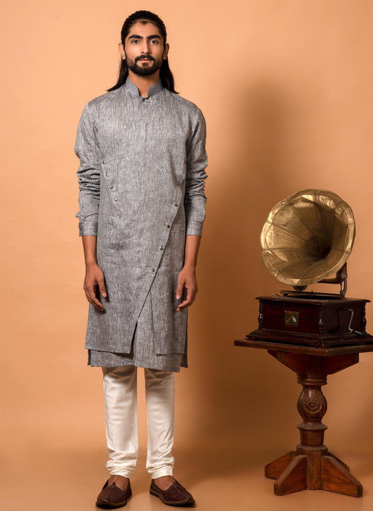 grey-linen-kurta-set