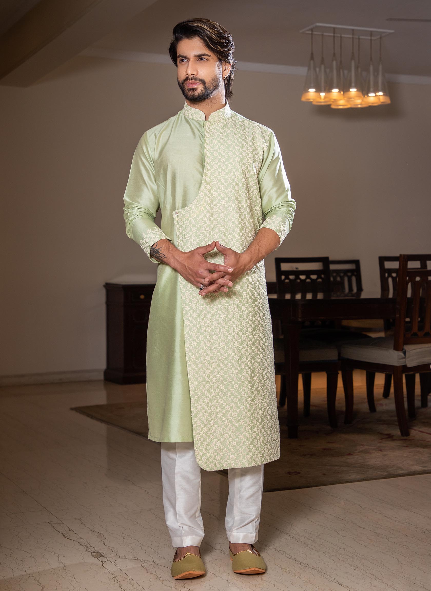 Light Green Layered Kurta Set