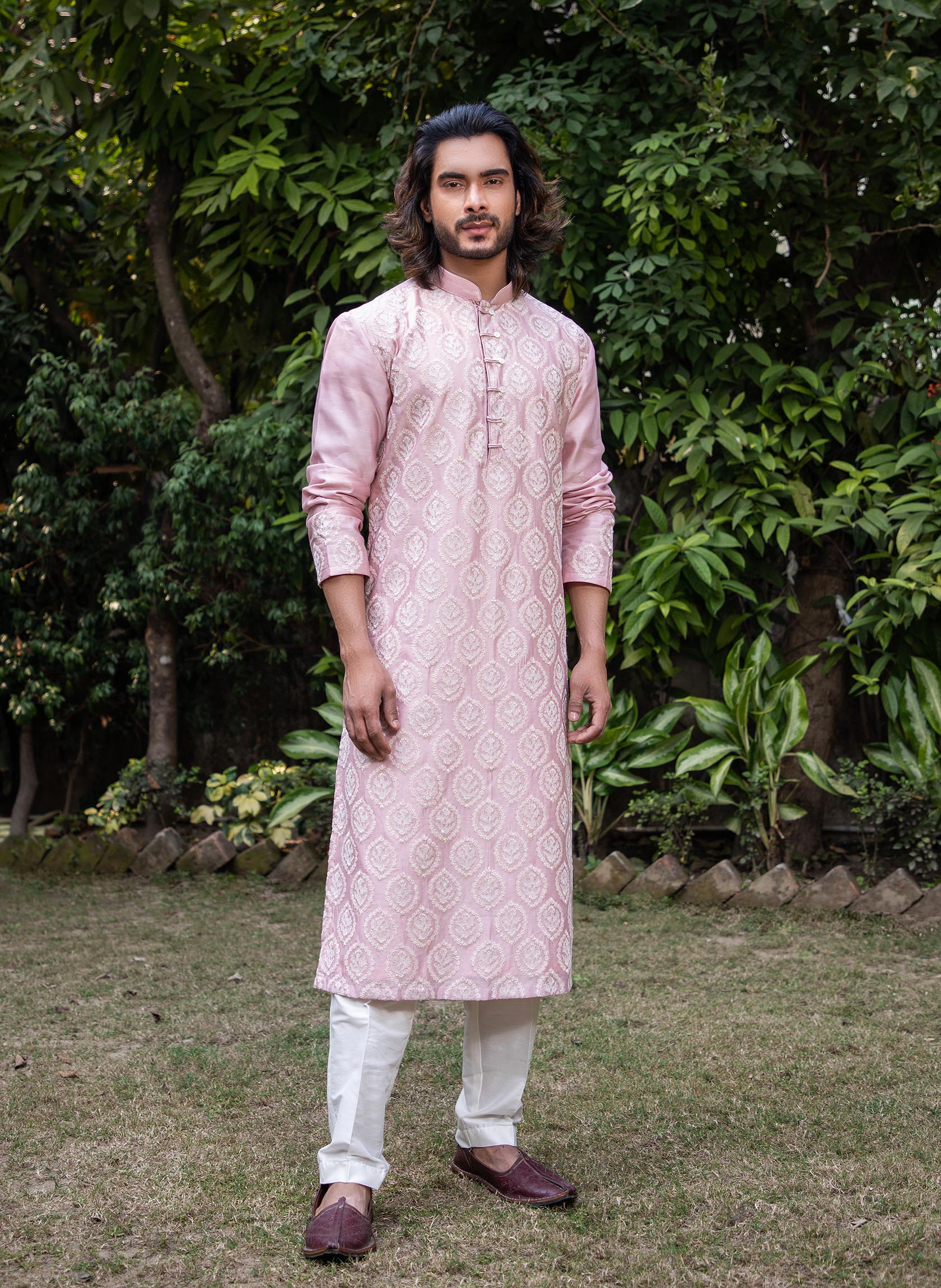 Mauve Embroidered Kurta Set