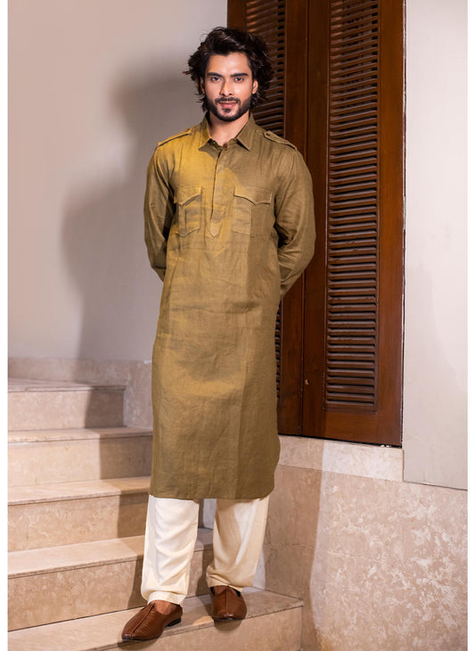 olive-pathan-kurta-with-salwar